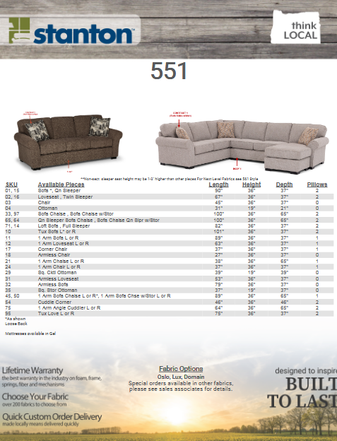 Stanton 551 Sofa - Shown in Campus Latte - Furniture World SW (WA)