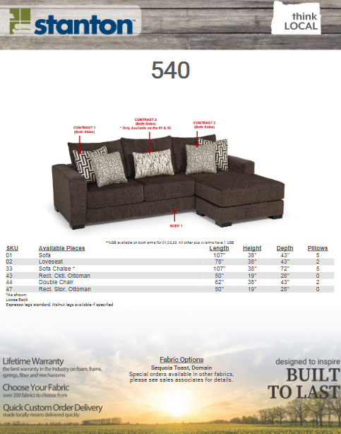 Stanton 540 Sofa Chaise - Shown in Champ Slate - Furniture World SW (WA)