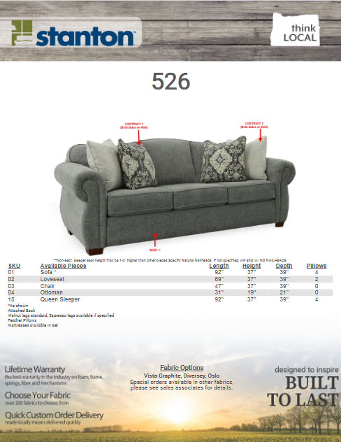 Stanton 526 Sofa - Shown in Vista Graphite - Furniture World SW (WA)