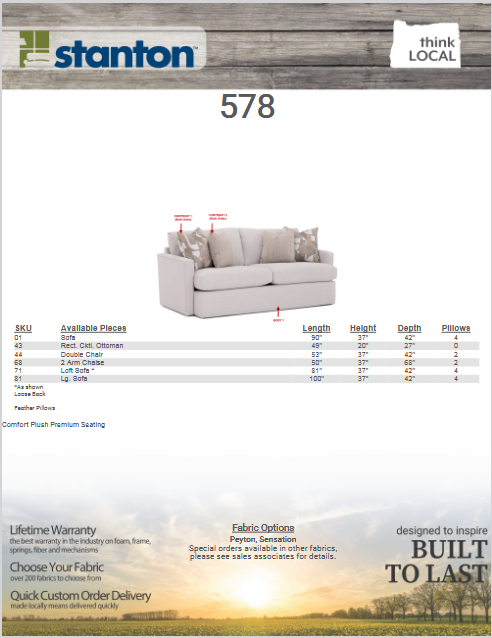 Stanton 578 Sofa - Shown in Reputation Linen Tristan