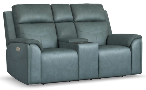 Flexsteel Vernon Power Reclining Loveseat with Console, Power Headrests, Lumbar, Heat & Massage - Furniture World SW (WA)