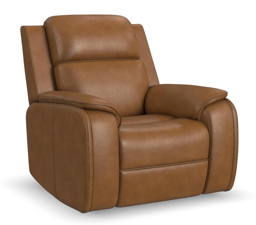 Flexsteel Ziggy Leather Power Recliner with Power Headrest, Lumbar, Heat & Massage - Furniture World SW (WA)