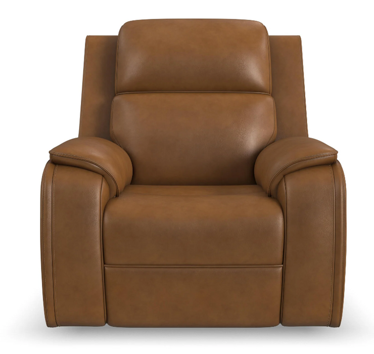 Flexsteel Ziggy Leather Power Recliner with Power Headrest, Lumbar, Heat & Massage - Furniture World SW (WA)