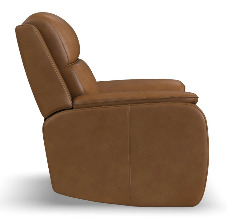 Flexsteel Ziggy Leather Power Recliner with Power Headrest, Lumbar, Heat & Massage - Furniture World SW (WA)