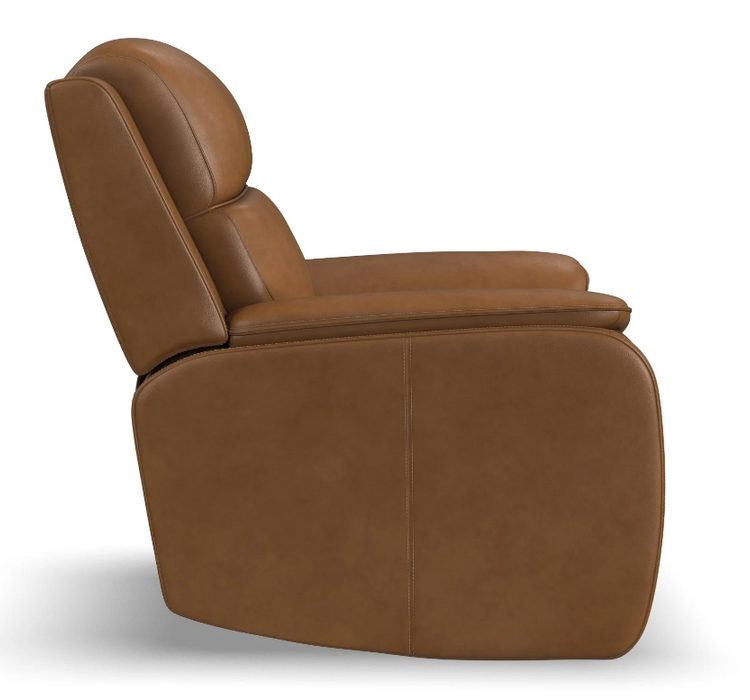 Flexsteel Ziggy Leather Power Recliner with Power Headrest, Lumbar, Heat & Massage - Furniture World SW (WA)