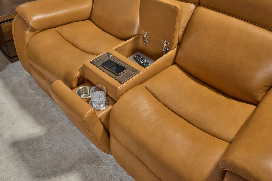 Flexsteel Ziggy Leather Power Reclining Loveseat with Power Headrest, Lumbar, Heat & Massage - Furniture World SW (WA)