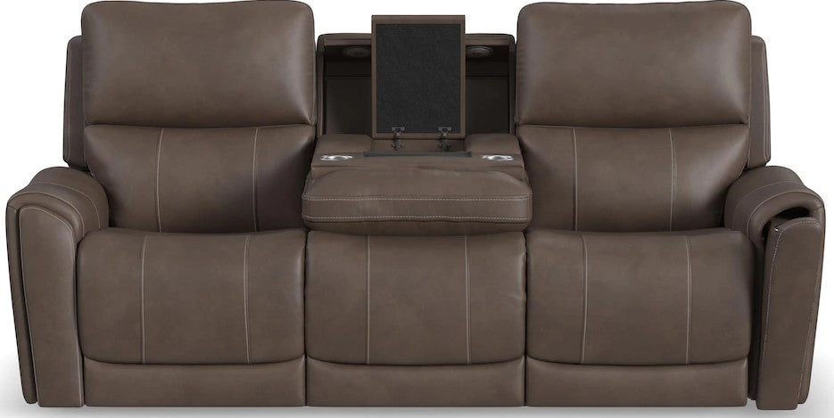 Flexsteel Carter Power Reclining Sofa with Power Headrests and Lumbar