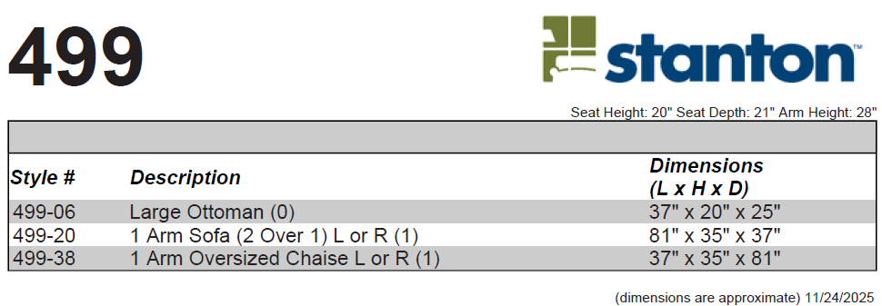 Stanton Furniture 499 Sectional - Shown in Avenger Pumice