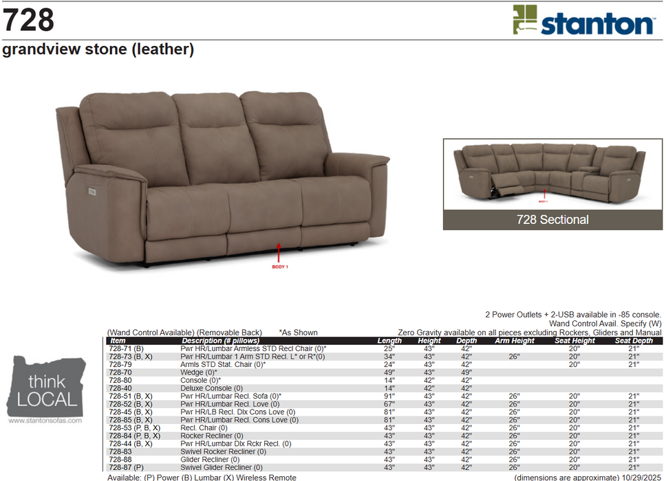 Stanton 728 Sofa – Shown in Grandview Stone - Furniture World SW (WA)