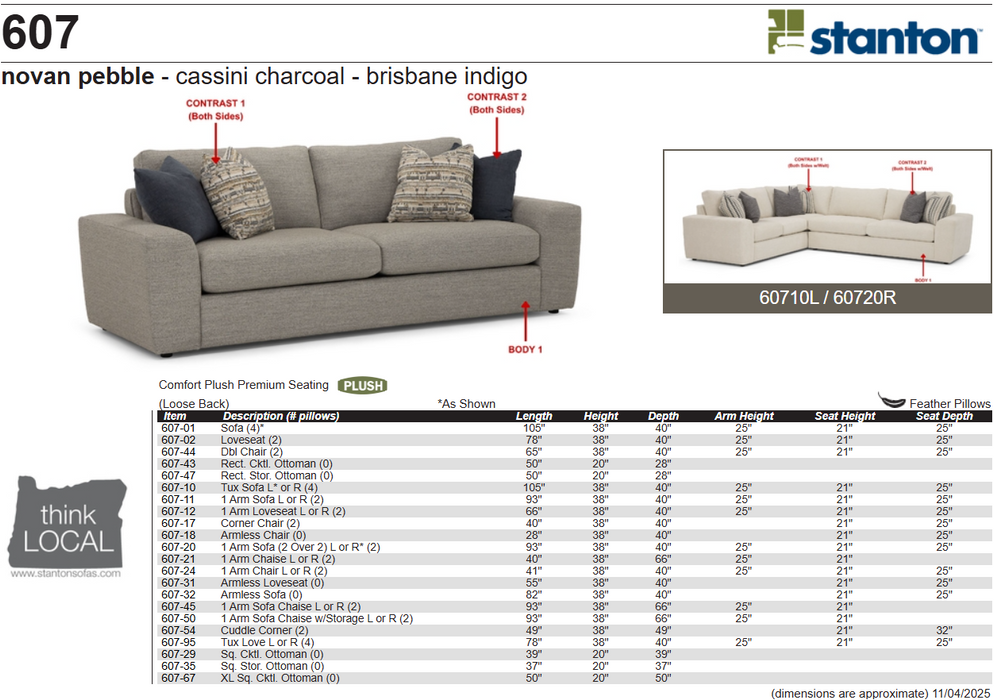 Stanton 607 Sectional - Shown in Dominator Cream - Furniture World SW (WA)