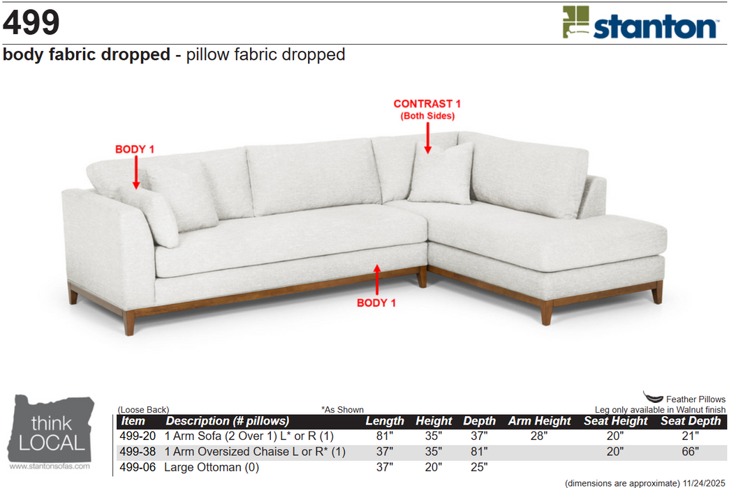 Stanton Furniture 499 Sectional - Shown in Avenger Pumice