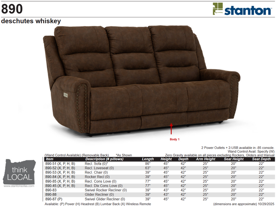 Stanton 890 Sofa – Shown in Deschutes Whiskey - Furniture World SW (WA)