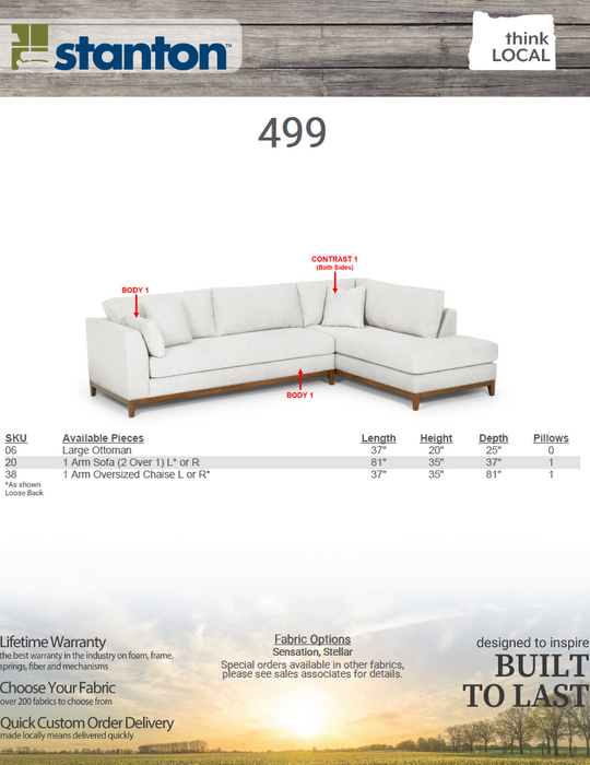 Stanton Furniture 499 Sectional - Shown in Avenger Pumice