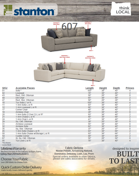 Stanton 607 Sectional - Shown in Dominator Cream - Furniture World SW (WA)